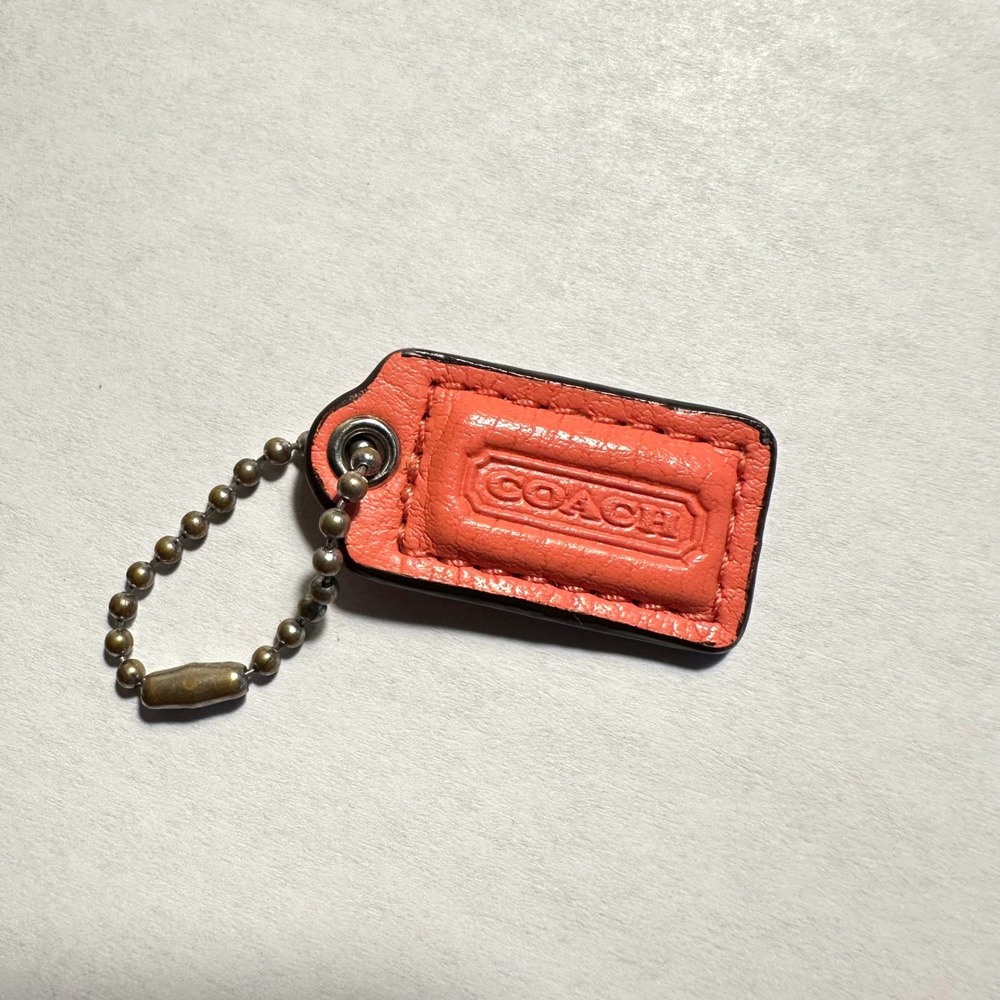 Coach‎ 1" Mini Leather Hangtag Coral